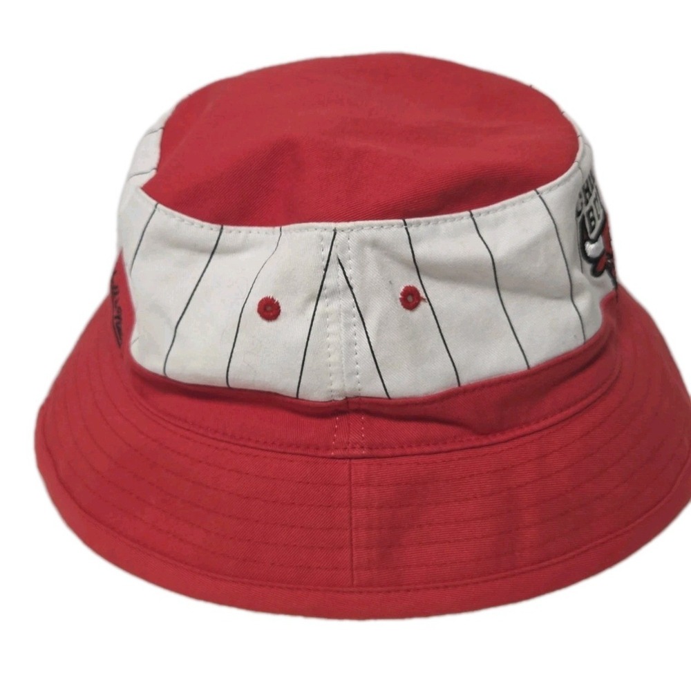 Vintage 90s Chicago Bulls NBA Bucket Hat Mitchell & Ness Pinstripe Adult L/XL - Picture 7 of 11